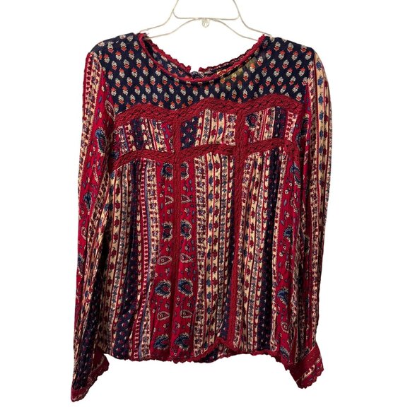 Maeve Bohemian Floral Print Long Sleeve Top Sz 12 multi blouse - Picture 8 of 12